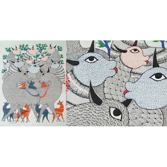 Shop online hand painted on canvas gond painting