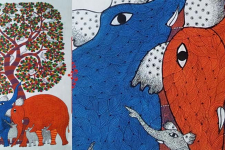 Nandan . नंदन ❁ Canvas Gond Painting (72" x 36") ❁ 49