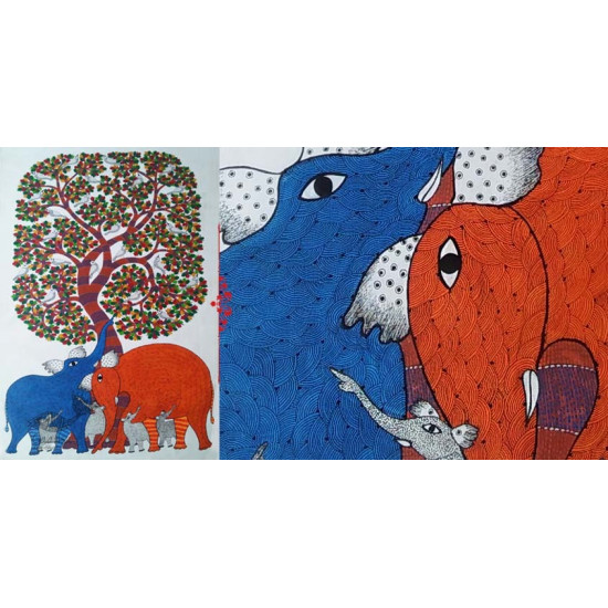 Shop online hand painted on canvas gond painting