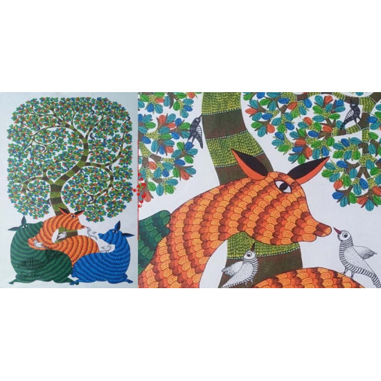 Shop online hand painted on canvas gond painting