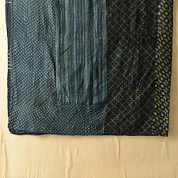 Tanka . टांका - Rajasthani Embroidered Kantha Running Stitch - Cotton Reversible Quilt / Gudadi - Indigo