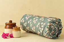 Tanka . टांका - Embroidered Kantha ~ Double Bed Cotton Dohar Quilt / Gudadi