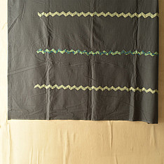 Tanka . टांका - Applique & Embroidered Cotton Double Bedcover - Grey