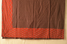 Tanka . टांका - Embroidered Cotton Double Bedcover - Brown