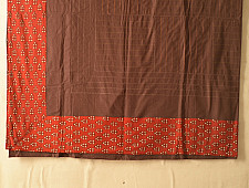 Tanka . टांका - Embroidered Cotton Double Bedcover - Brown