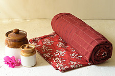 Tanka . टांका - Embroidered Cotton Double Bedcover - Maroon