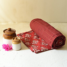 Tanka . टांका - Embroidered Cotton Double Bedcover - Maroon