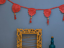 Crochet Toran |  Bird Boho Bunting ~ Rust Red