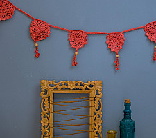 Crochet Toran |  Bird Boho Bunting ~ Rust Red