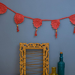 Crochet Toran |  Bird Boho Bunting ~ Rust Red