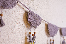 Crochet Toran | Tassel Boho Bunting ~ Grey 2 