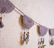 Crochet Toran | Tassel Boho Bunting ~ Grey 2 