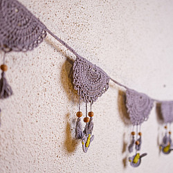 Crochet Toran | Tassel Boho Bunting ~ Grey 2 