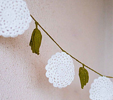 Crochet Torans | Flower Boho Bunting ~ White 