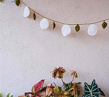 Crochet Torans | Flower Boho Bunting ~ White 