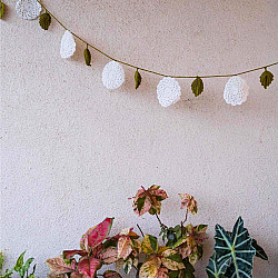 Crochet Torans | Flower Boho Bunting ~ White 