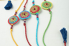 Crochet Rakhi -⚬- Handmade Recyclable Crochet Rakhi Set Mandala (Set of 4) 