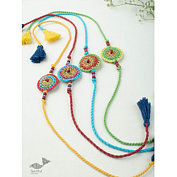Crochet Rakhi -⚬- Handmade Recyclable Crochet Rakhi Set Mandala (Set of 4) 
