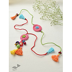 Crochet Rakhi -⚬- Handmade Recyclable Crochet Rakhi & Lumba Set Poppy (Set of 2) 