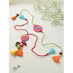 Crochet Rakhi -⚬- Handmade Recyclable Crochet Rakhi & Lumba Set Poppy (Set of 2) 