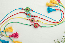 Crochet Rakhi -⚬- Handmade Recyclable Crochet Rakhi Set Koi (Set of 4) 