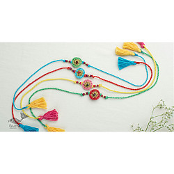 Crochet Rakhi -⚬- Handmade Recyclable Crochet Rakhi Set Koi (Set of 4) 