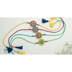 Crochet Rakhi -⚬- Handmade Recyclable Crochet Rakhi Set Mandala (Set of 4) 