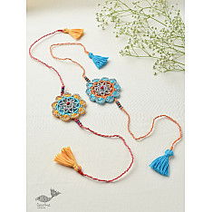 Crochet Rakhi -⚬- Handmade Recyclable Crochet Rakhi Set Palash (Set of 2) 