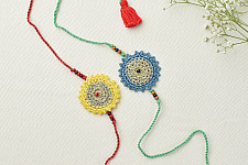 Crochet Rakhi -⚬- Handmade Recyclable Crochet Rakhi Set Seher (Set of 2) 