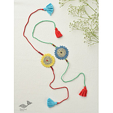 Crochet Rakhi -⚬- Handmade Recyclable Crochet Rakhi Set Seher (Set of 2) 