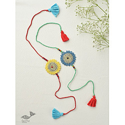 Crochet Rakhi -⚬- Handmade Recyclable Crochet Rakhi Set Seher (Set of 2) 