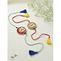Crochet Rakhi -⚬- Handmade Recyclable Crochet Kids Rakhi Set Cute Lion  (Set of 2) 