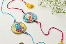 Crochet Rakhi -⚬- Handmade Recyclable Crochet Kids Rakhi Set Bird (Set of 2) 