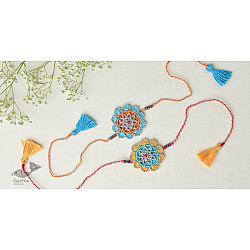 Crochet Rakhi -⚬- Handmade Recyclable Crochet Rakhi Set Palash (Set of 2) 