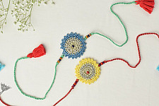 Crochet Rakhi -⚬- Handmade Recyclable Crochet Rakhi Set Seher (Set of 2) 