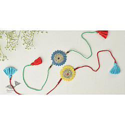 Crochet Rakhi -⚬- Handmade Recyclable Crochet Rakhi Set Seher (Set of 2) 