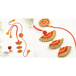 Crochet Rakhi |Handmade Recyclable Crochet Rakhi & Lumba Tarang (Set of 2)