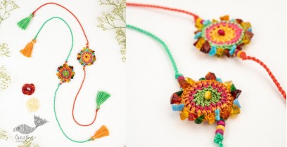 Crochet Rakhi | Handmade Recyclable Crochet Rakhi Dhanak (Set of 2) 