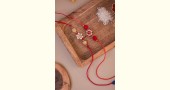 Handmade Crochet Rakhi (Set of 2) - Red & White Beads Flower Rakhi