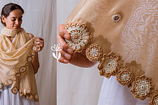 A Symphony in Color | Hand Knitted Crochet Chanderi Stole - A