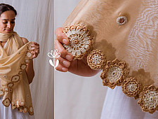 A Symphony in Color | Hand Knitted Crochet Chanderi Stole - A