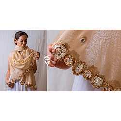 A Symphony in Color | Hand Knitted Crochet Chanderi Stole - A