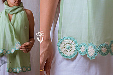 A Symphony in Color | Hand Knitted Crochet Chanderi Stole - B