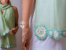 A Symphony in Color | Hand Knitted Crochet Chanderi Stole - B