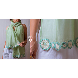 A Symphony in Color | Hand Knitted Crochet Chanderi Stole - B