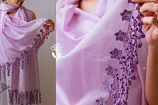 A Symphony in Color | Hand Knitted Crochet Chanderi Stole - C