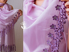 A Symphony in Color | Hand Knitted Crochet Chanderi Stole - C