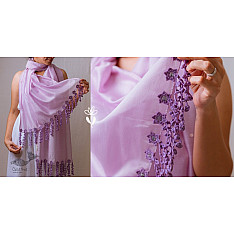 A Symphony in Color | Hand Knitted Crochet Chanderi Stole - C