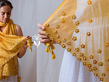 A Symphony in Color | Hand Knitted Crochet Chanderi Stole - D90