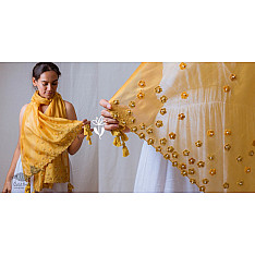 A Symphony in Color | Hand Knitted Crochet Chanderi Stole - D90